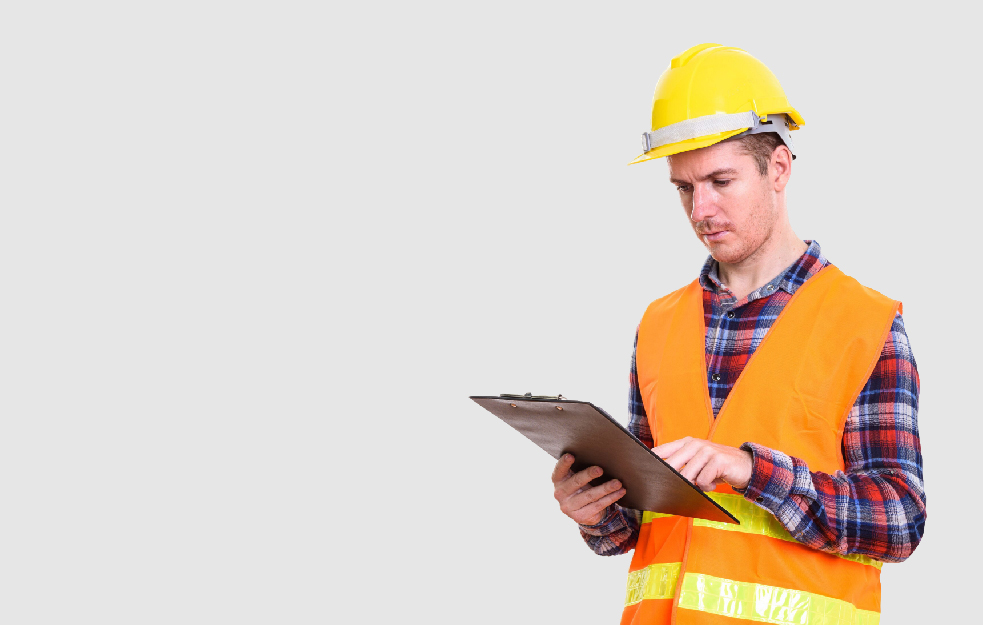 Illustration eines Baustellenmanager-Symbols mit dekorativen Elementen