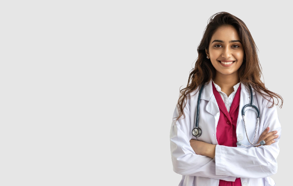 Illustration eines Symbols für Mitarbeiter im Gesundheitswesen mit dekorativen Elementen